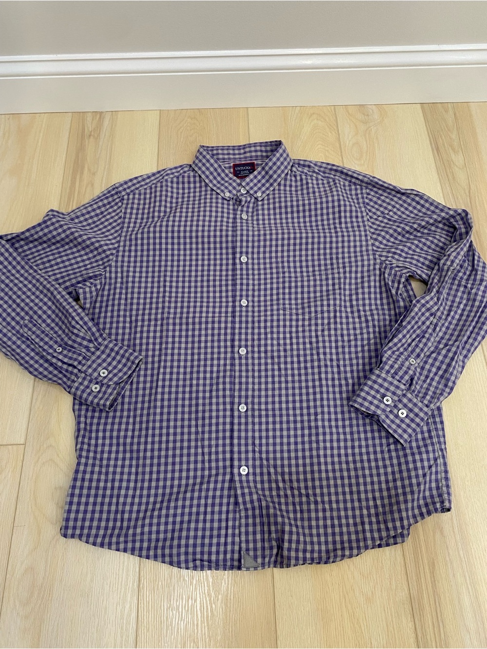 UNTUCKit Shirt Mens Size XL Purple Plaid Casual Button Up Long Sleeve